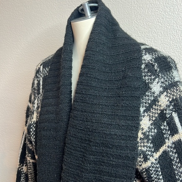 Lane Bryant Black & White Plaid Open-Front Cardigan Sweater 14/16 - Picture 1 of 9